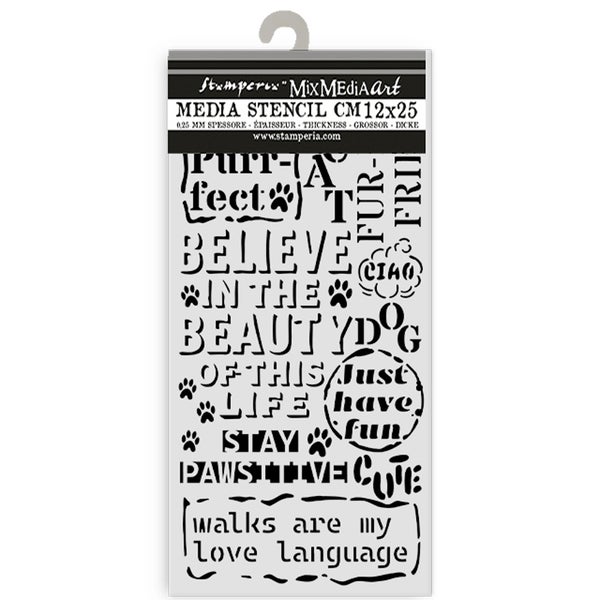 Stamperia | Stencil: Furry Friends - Quotes Pattern