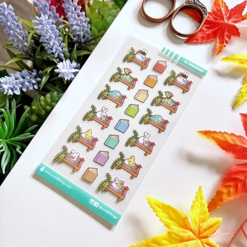 SumLilThings | Transparent Sticker Sheet - Lil' Bookshelf