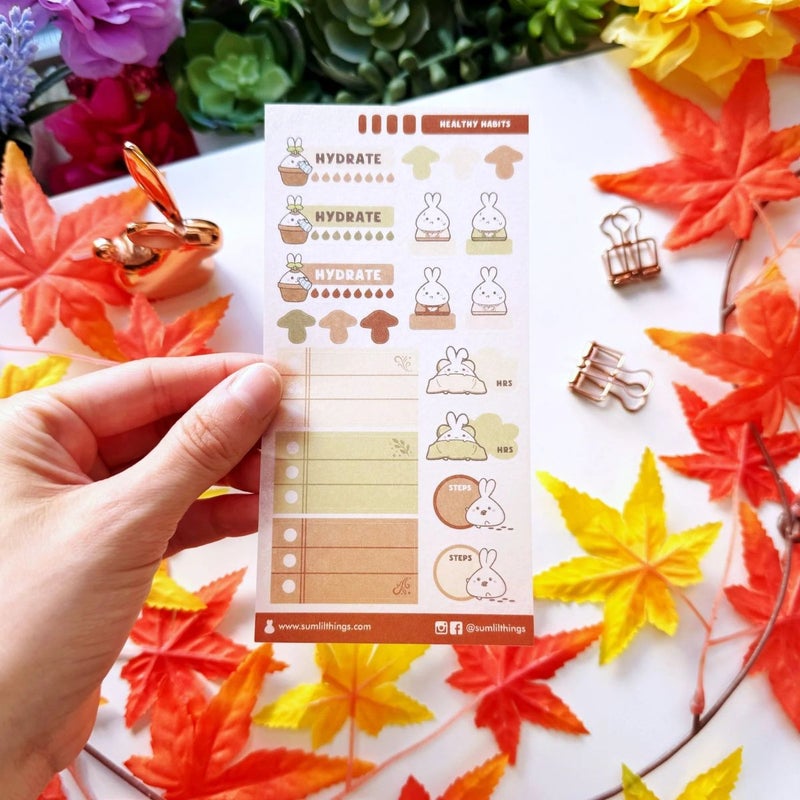 SumLilThings | Washi Sticker Sheet - Lil' Healthy Habits (Forest Color)