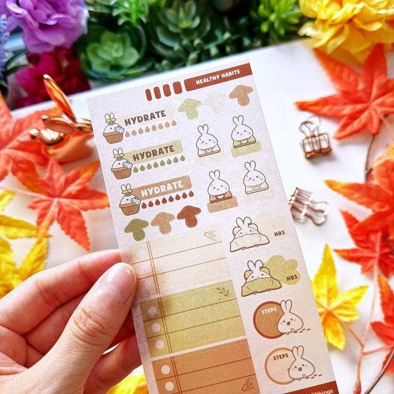 SumLilThings | Washi Sticker Sheet - Lil' Healthy Habits (Forest Color)