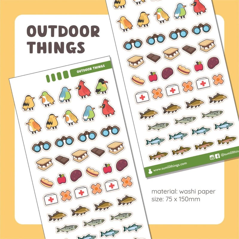 SumLilThings | Washi Sticker Sheet - Lil' Outdoor Things