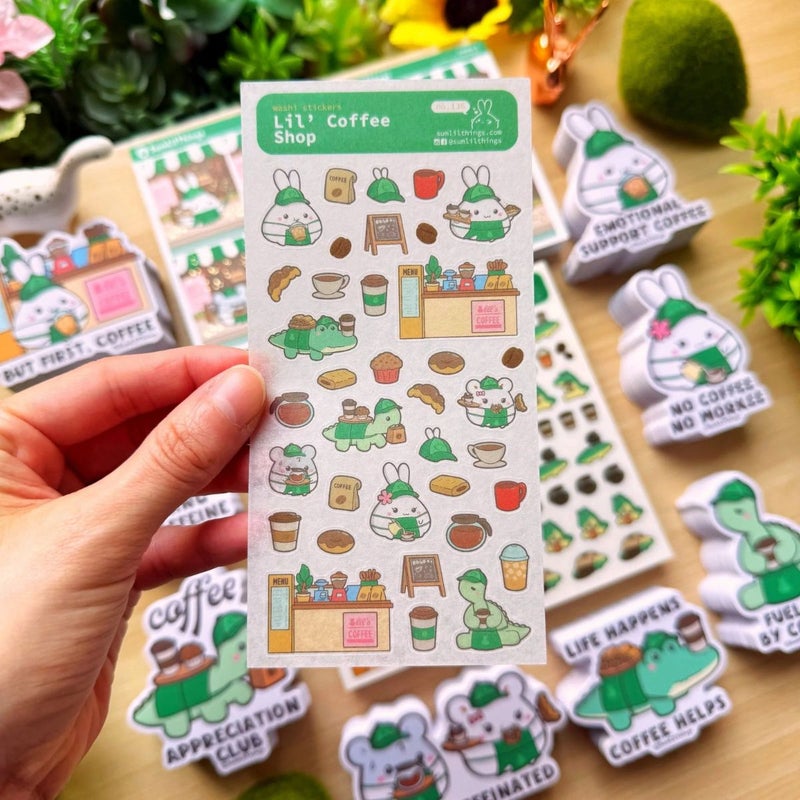 SumLilThings | Washi Sticker Sheet - Lil' Coffee Shop