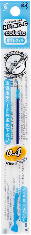 Pilot | Hi-Tec-C Coleto Refill: 0.4 mm Clear Blue