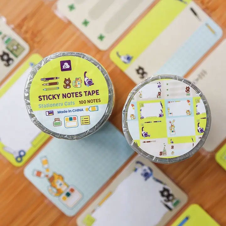 Thousand Skies | Sticky Notes Tape - Stationery Cats